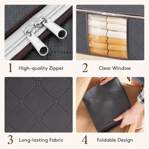 Lifewit 35L Clothes Storage Bins - 8 Pack Foldable Bags with Lids & Clear Windows | Ideal for Organizing Clothing & Bedding