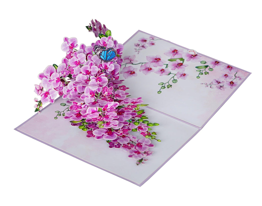 PQ Bees Orchid Happy 90th Birthday Card, 3D Birthday Cards for Women, 6x8in Pop Up Gifts for Mom, Wife, Him, Her, Daughter, Sister, Grandma (Size 6x8 - Happy 90th BD)