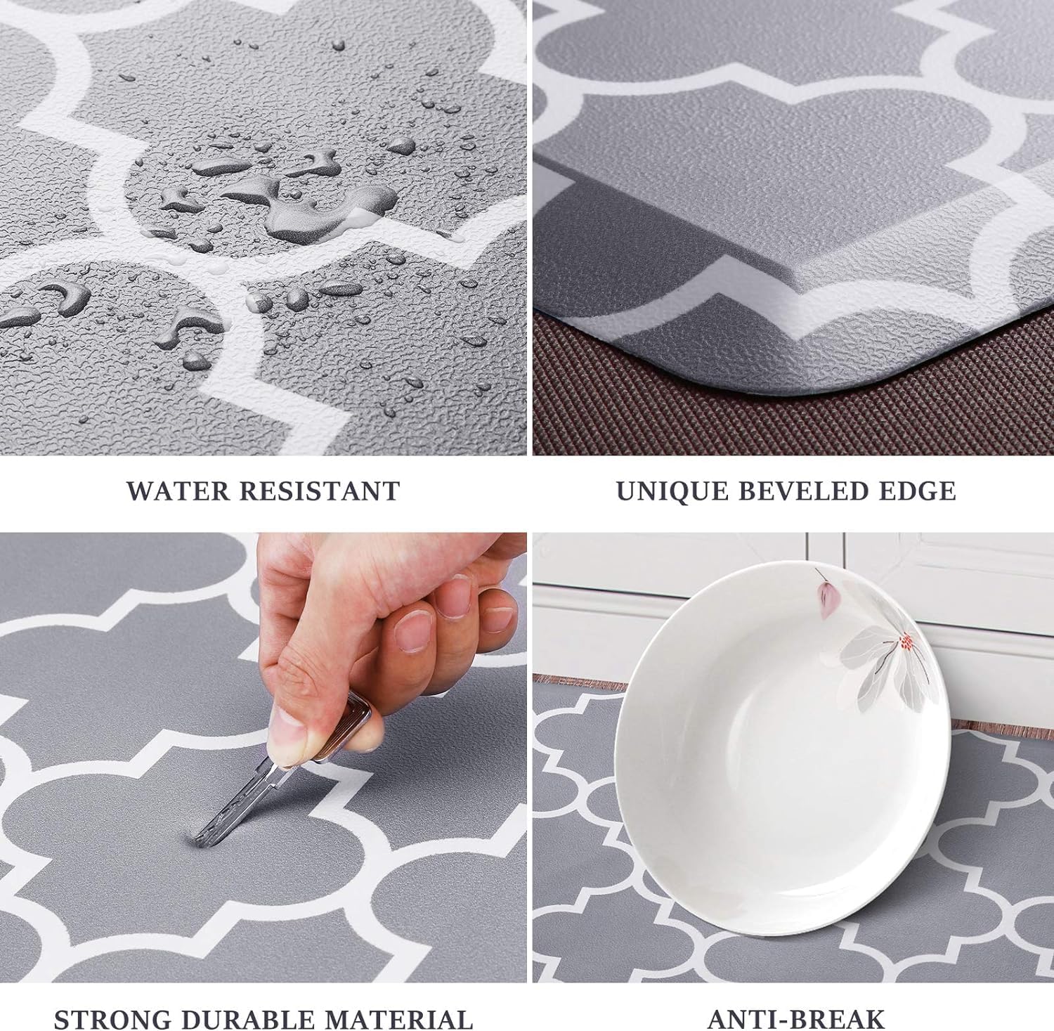 WISELIFE Anti Fatigue Floor Mat - 4/5 Inch Thick Kitchen Mat Non Slip Waterproof Heavy Duty Ergonomic Comfort Mat Durable for Home, Office, Sink, Laundry,(22" x 54", Grey)