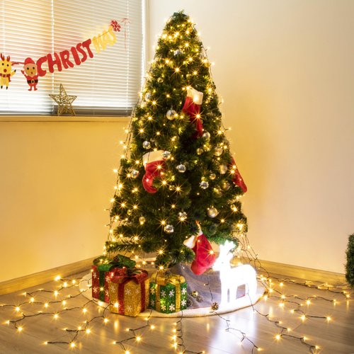 Christmas Tree Lights, 448 LED Waterfall Tree Topper Lights with 8 Lighting Modes, 8.2ft×16 Lines Plug in Twinkle Lights with Remote Control for Indoor Outdoor Christmas Tree Decoration