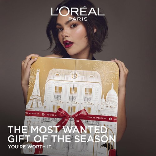L'Oreal Paris 2025 Beauty Advent Calendar - Deluxe & Mini Makeup, Skincare, Haircare Gift Set