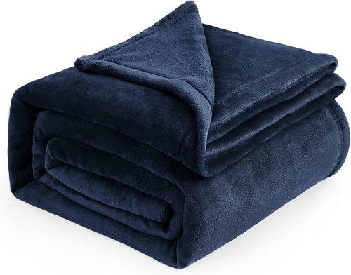 Bedsure GentleSoft King Size Navy Blue Fleece Blanket - Soft, Lightweight, Plush Microfiber, 108x90 Inches