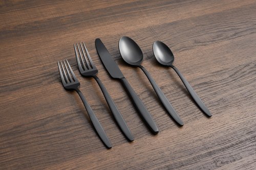 Cambridge Silversmiths Nylah Black Satin 20-Piece Flatware Set, Service for 4