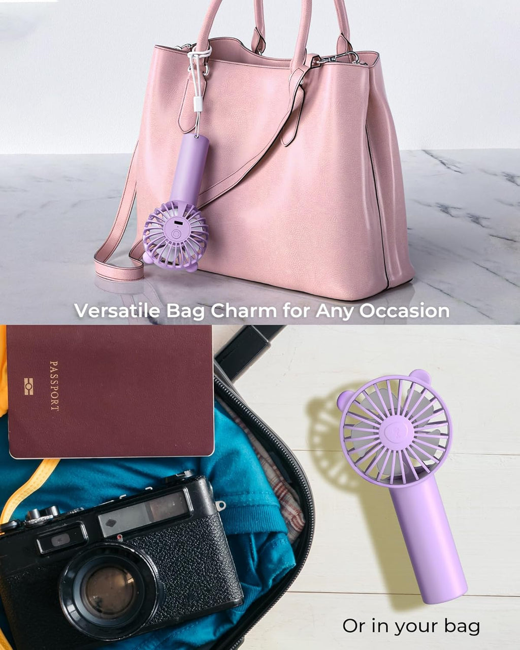 Skiennix Mini Portable Fan - 3 Speed USB-C Rechargeable, 2000mAh Battery, Quiet & Stylish for Travel
