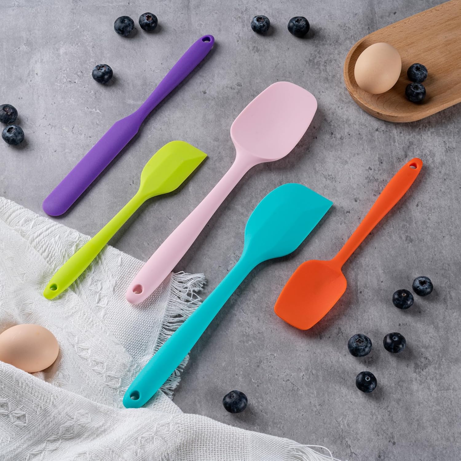 Skiennix Silicone Spatula Set - 5-Piece Food Grade Rubber Spatulas for High Heat Cooking | BPA-Free, Dishwasher Safe, Multicolor