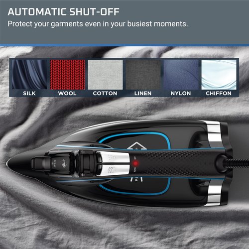 Rowenta, Iron, Smart Temp Stainless Steel Soleplate Steam Iron for Clothes, 380 Microsteam Holes, 1725 Watts Ironing, Auto-Off, Fabric Steamer, Black Clothes Iron, DW3261, Black