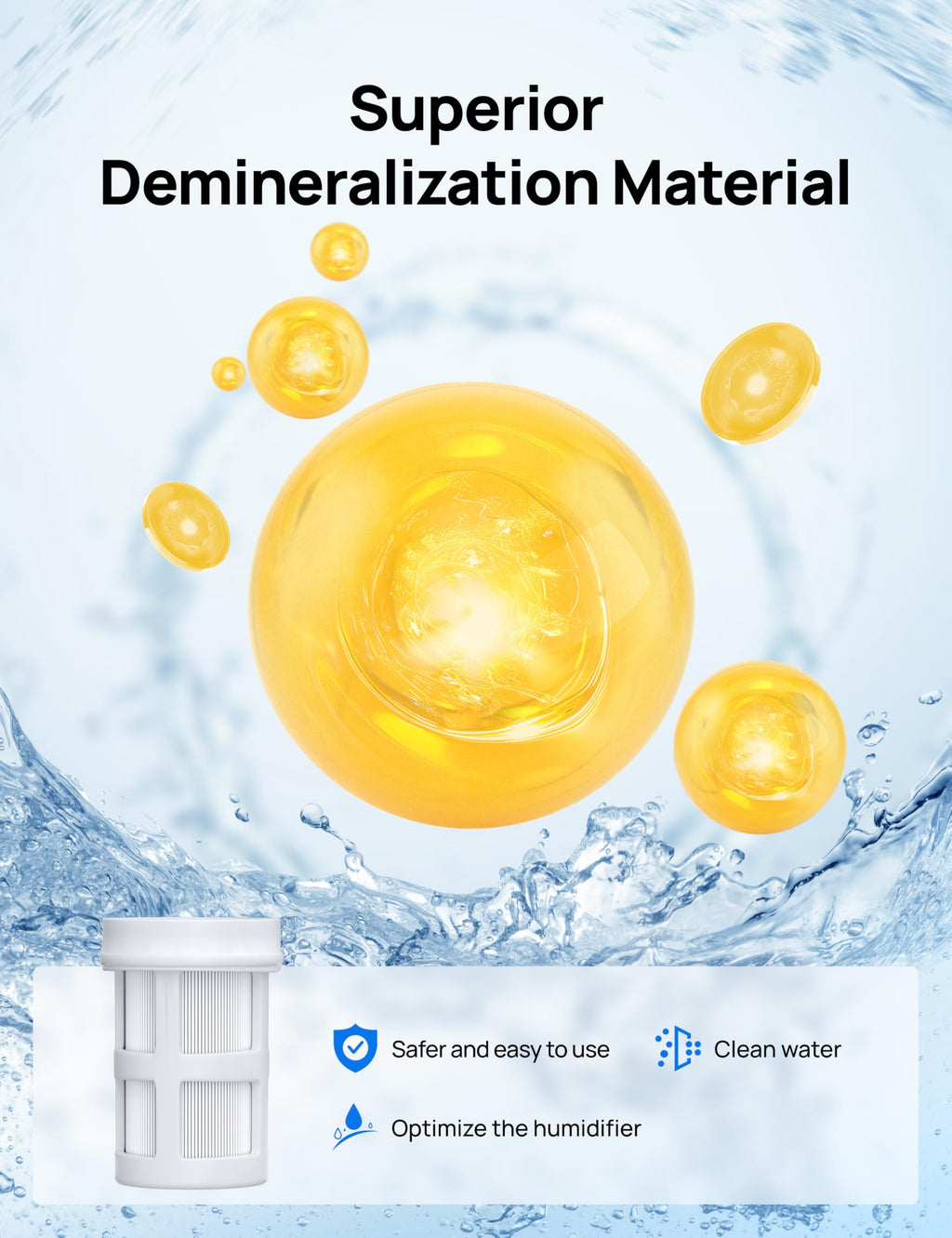DREO Scale-Inhibitor Cartridge 3-Pack for Humidifiers HM735S, Prevent Mineral Build-up, Extend Humidifier Life, Safe Material