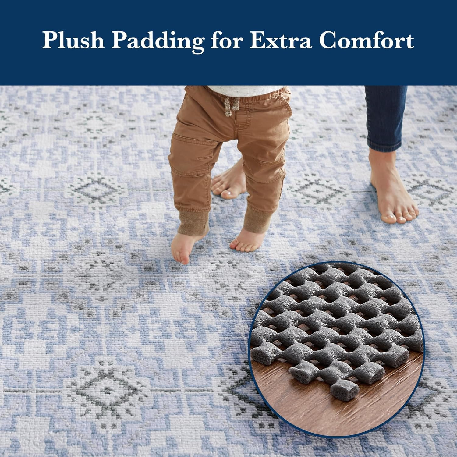 Veken Rug Pad Gripper - Non-Slip Dark Grey 5x7 Ft Rug Pad for Hardwood & Tile Floors