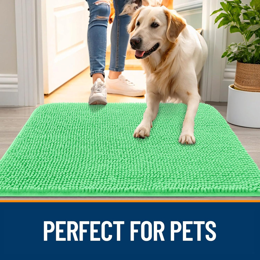 OLANLY Dog Door Mat - Absorbent Non-Slip Washable Doormat for Muddy Paws | 24x16 Mint Green
