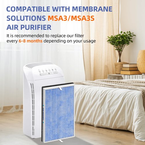 Pulluty MSA3/MSA3S HEPA Replacement Filter for Membrane Solutions MSA3 and MSA3S Air Purifier,Upgraded 4-in-1 H13 True HEPA and Activated Carbon Filter with OdallerPure Technology,3 Pack
