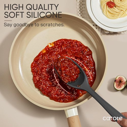 CAROTE Kitchen Utensil Set | 10-Piece Heat Resistant Silicone for Nonstick Cookware - Dark Grey