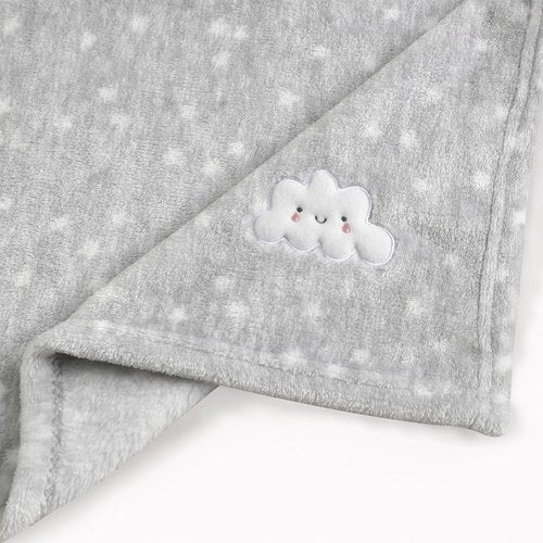 CREVENT 2Pcs 30''X40'' Cute Cozy Fluffy Warm Baby Blankets for Infants Toddlers' Bedding Crib Cot Stroller - Grey Cloud + Avocado Green