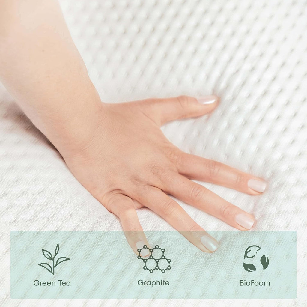 Nestl Green Tea Twin Mattress - 8 Inch Cooling Graphite Memory Foam for Kids | Fiberglass-Free Support