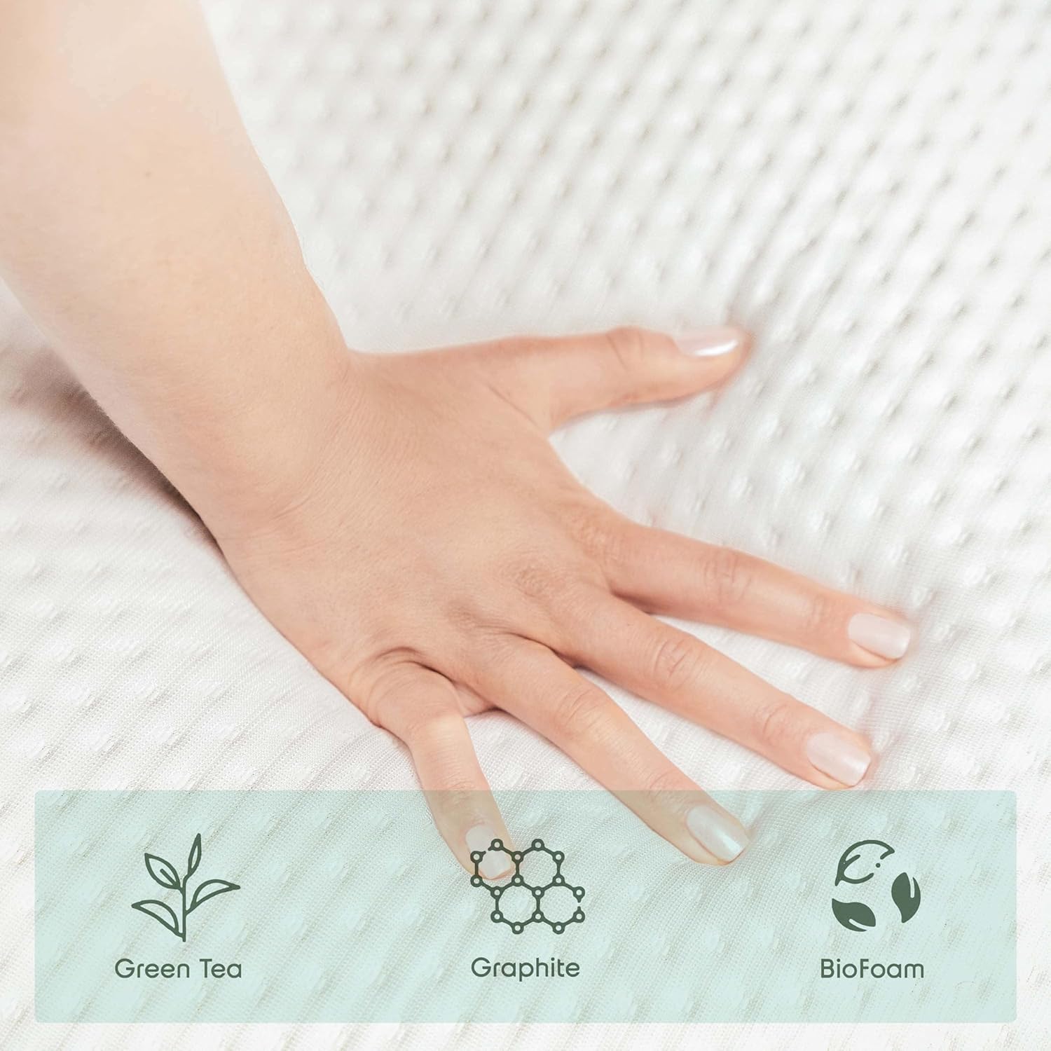 Nestl Green Tea Twin Mattress - 8 Inch Cooling Graphite Memory Foam for Kids | Fiberglass-Free Support