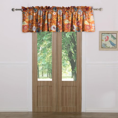 Greenland Home Astoria Semi-Sheer Window Valance – Decorative Treatment for Living Room, Bedroom, or Kitchen, 84 W x 19 L, Spice