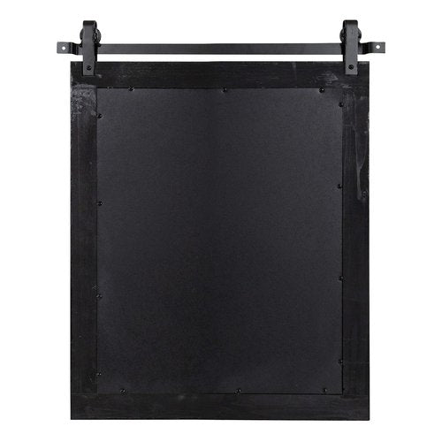 Kate and Laurel Cates Farmhouse Wood Framed Wall Mirror, 22 x 30, Black, Barn Door-Inspired Rustic Mirrors for Wall