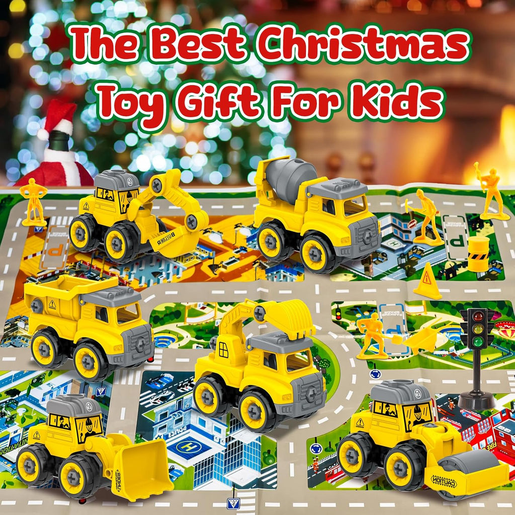 Advent Calendar 2025 | Boys' 24-Day Christmas Countdown with 6PCS Take Apart Construction Car Toys