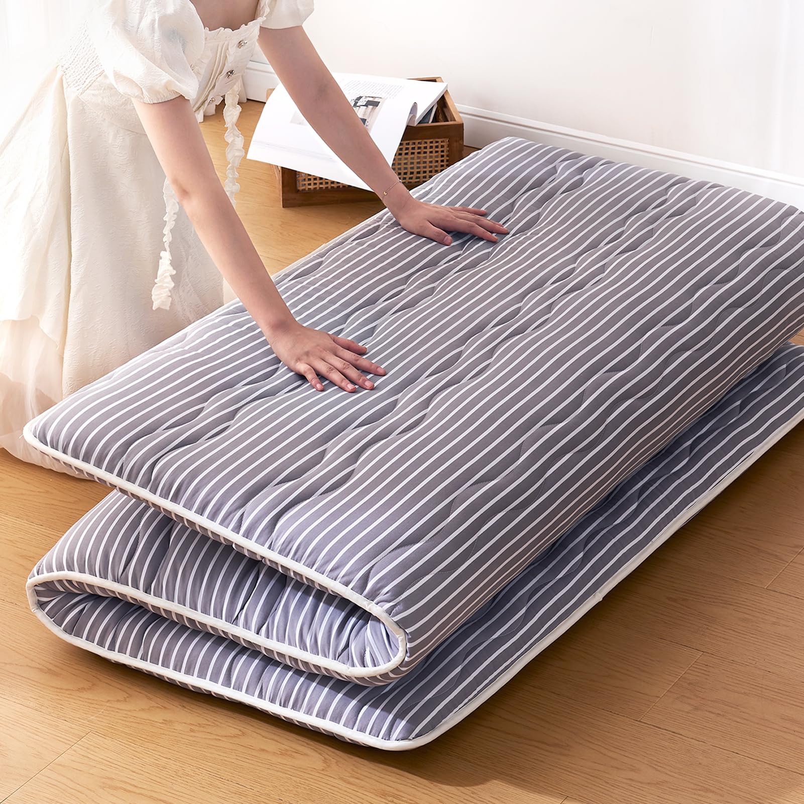 jzbearapt Premium Foam Japanese Floor Mattress Futon Mattress,100% High Density Comfortable Foam,Thicken Tatami Mat Sleeping Pad,Portable Kids Adults Sleeping Mats for Guest Room, Dormitory