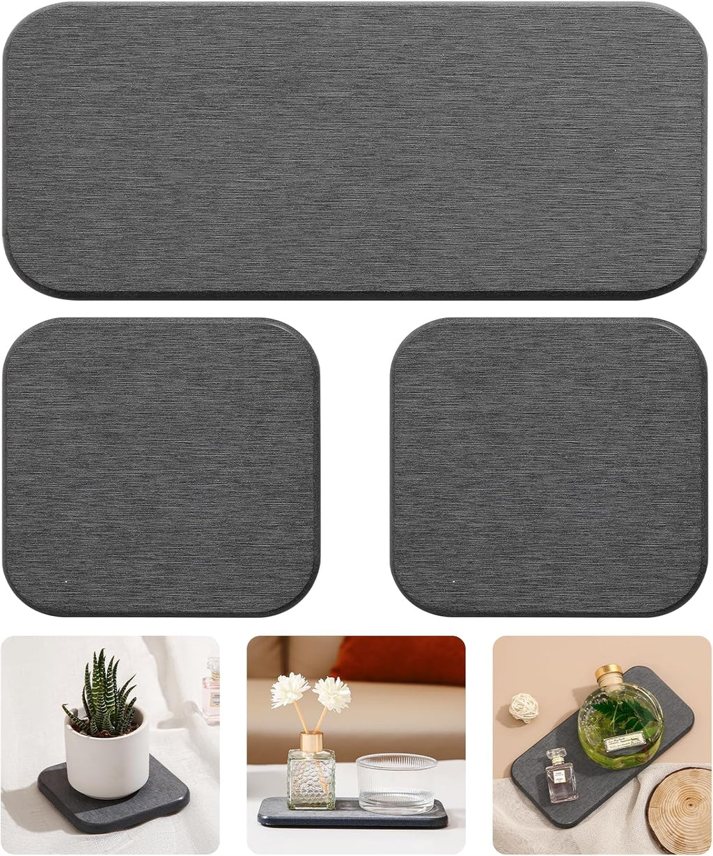 Skiennix Diatomaceous Earth Tray Set - Fast Drying Soap & Toothbrush Holders | 3-Piece Bathroom Accessory Set