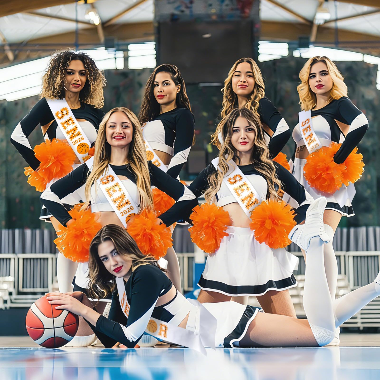 10Pcs White Senior 2026 Satin Sashes Basketball Class of 2026 Celebrations Sash Senior Cheer Sashes with Sport Letters for Basketball Competition Party Cheerleader Celebration Graduation Supplies
