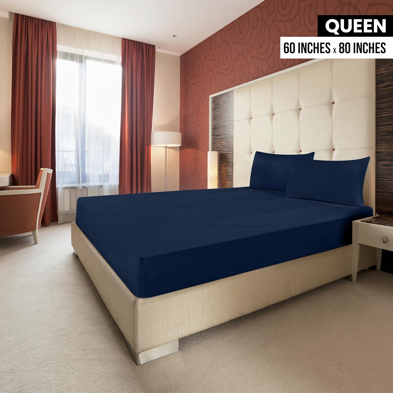 Utopia Bedding Queen Fitted Sheets - Soft Brushed Microfiber - Deep Pockets - Navy - Easy Care & Fade Resistant