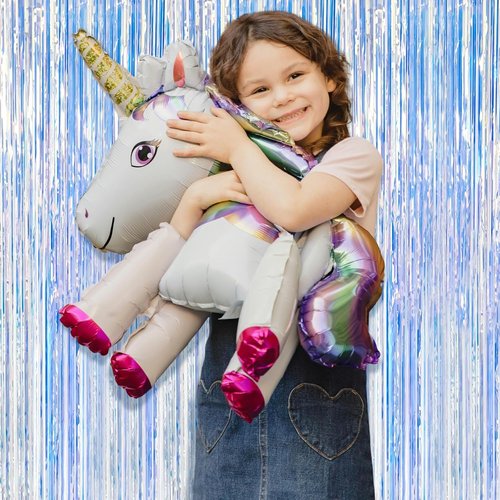 Iridescent Party Backdrop Decorations - 20 Pack Tinsel Curtain for Birthdays & Events | Photo Booth Streamer