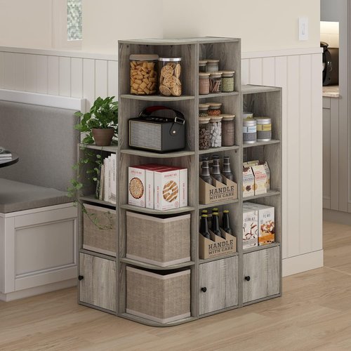 Furinno Luder Bookcase - Stylish Storage Solution with 1 Door Cabinet | French Oak Finish