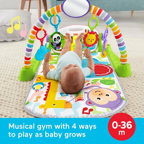 Fisher-Price Deluxe Kick & Play Piano Gym - Baby Playmat with 2 Soft Rattles for Newborns & Toddlers