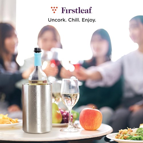 Firstleaf Stainless Steel Wine Chiller a Double-Insulated Iceless Bottle Cooler for Wine & Champagne, Keeps Bottles Cold up to 6 Hours, Portable, Fits Most Bottle Sizes, Wine Accessory Gift