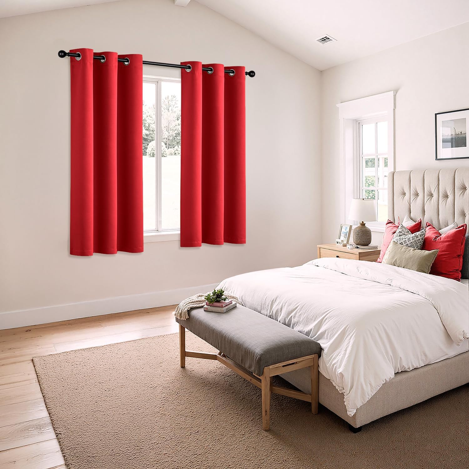 MIULEE Blackout Curtains - Christmas Red Thermal Insulated Drapes | 45-Inch Grommet Top, 2 Panels