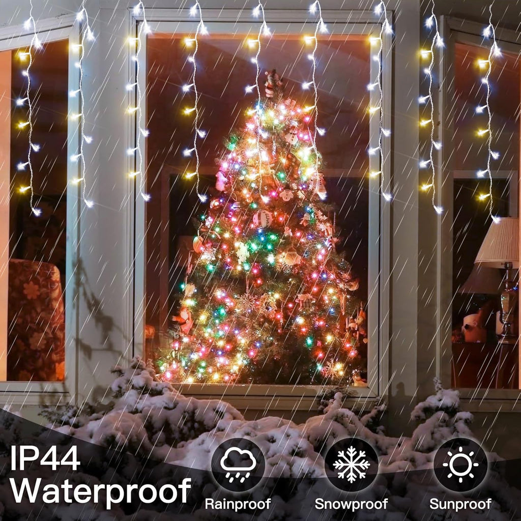 Suddus Christmas Icicle Lights - 240 LED Waterproof Hanging String Lights | 23.6ft for Outdoor Decor