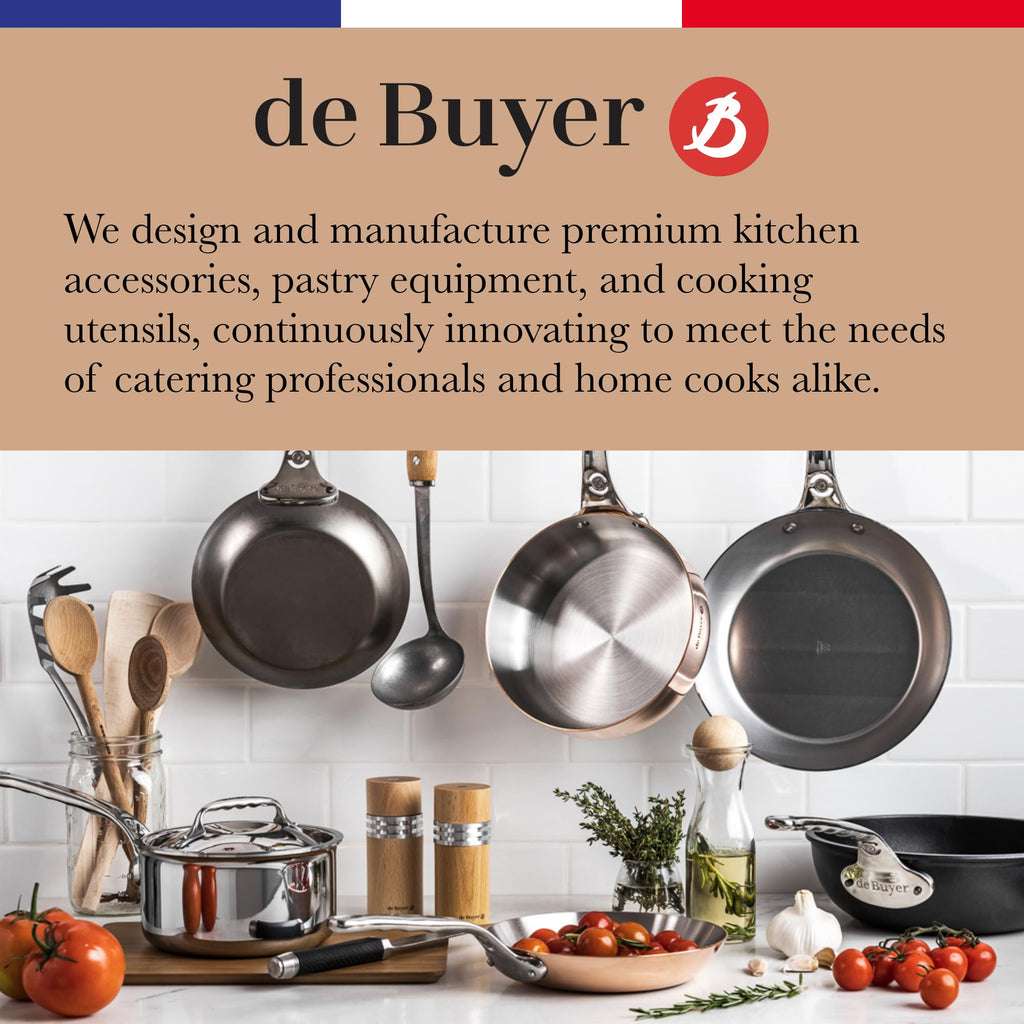 de Buyer MINERAL B Carbon Steel Omelette Pan - 9.5” Diameter, 7.7” Cooking Surface - Naturally Non-Stick Finish - Made in France
