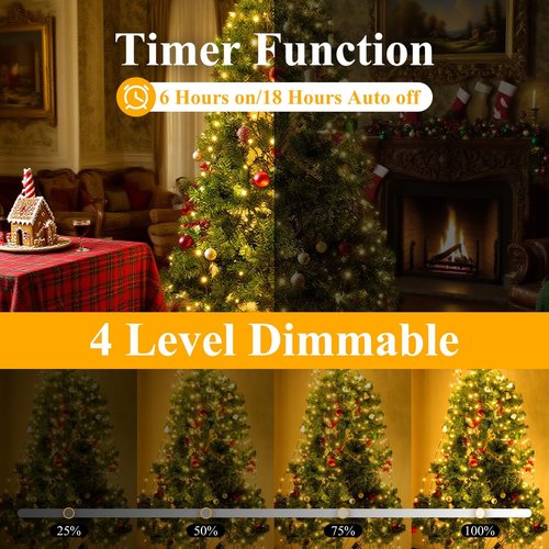 Btfarm Christmas Tree Lights - 400 LED Remote Fairy Lights | 6.6FT Waterproof Dimmable Twinkle for 5-7FT Trees
