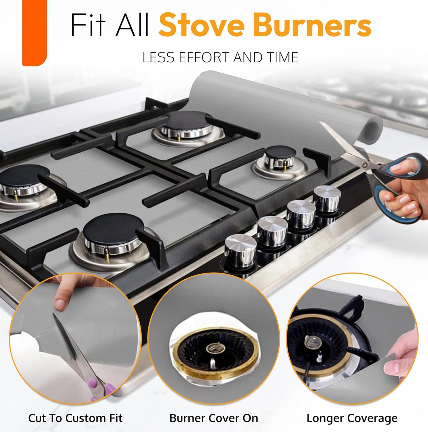 Silver Teflon Liner Roll - Versatile Non-Stick Oven, Stovetop & Grill Mat (75” x 17”) - Custom Fit