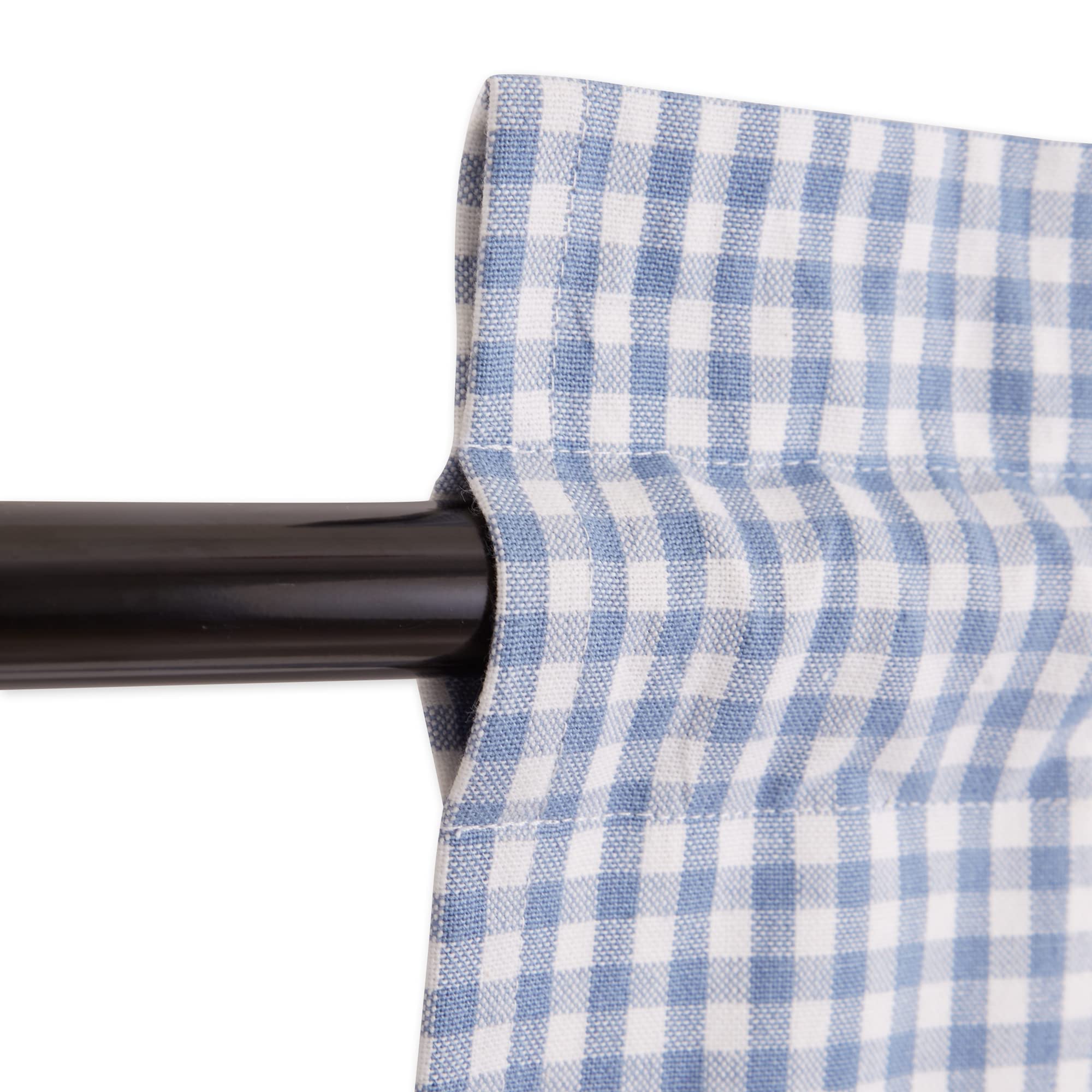 DII Window Valance Collection, 100% Cotton, Pre-Shrunk, Machine Washable, 2 Inch Curtain Rod Pocket, Single Panel, 72x14, Stonewash Blue Check