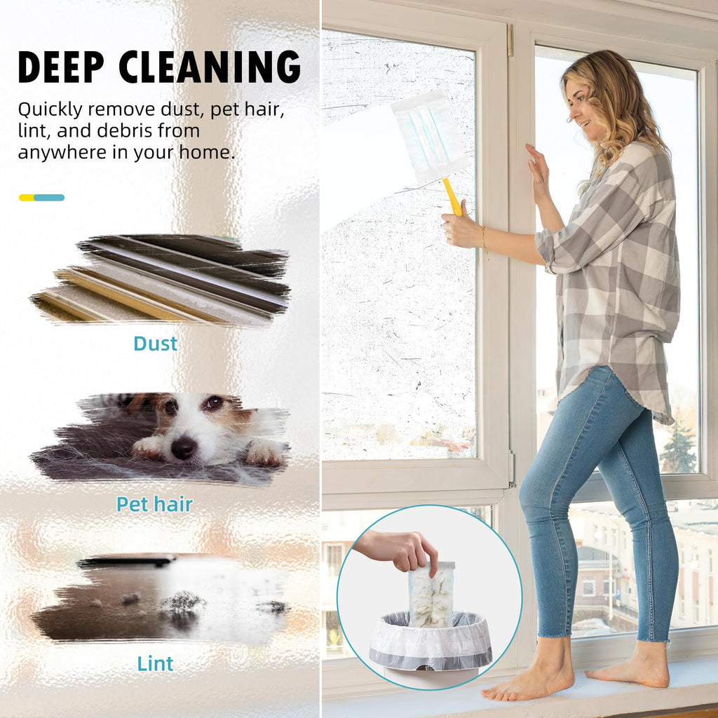 30 Count Duster Refills Compatible with Dusters 180° Handle Dusters, 180° Heavy Duty Multi-Surface Duster Replacement with 1 Standard Handle, Unscented