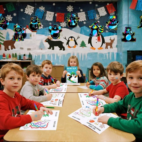BenLouis Holiday Themed Coloring Book Set - Winter Party Favors for Kids | 12-Pack Goodie Bag Stuffers