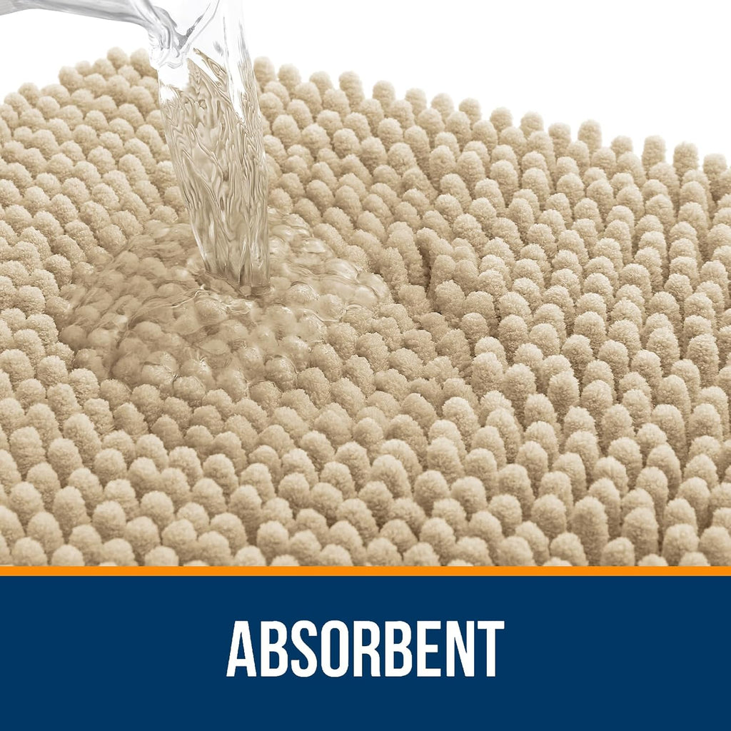 OLANLY Bathroom Rugs - Extra Soft Chenille Bath Mats | Quick Dry, Machine Washable, 50x30, Beige