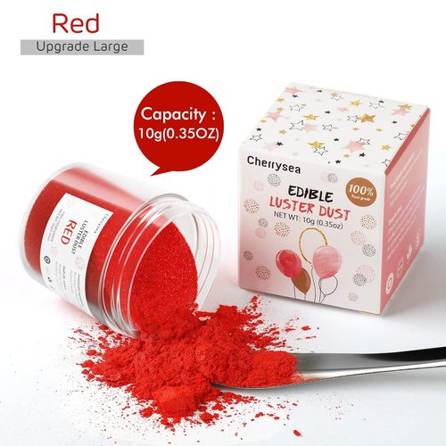 Cherrysea Red Edible Luster Dust - Tasteless Food Grade Cake Dusting Powder | 10 Grams for Baking
