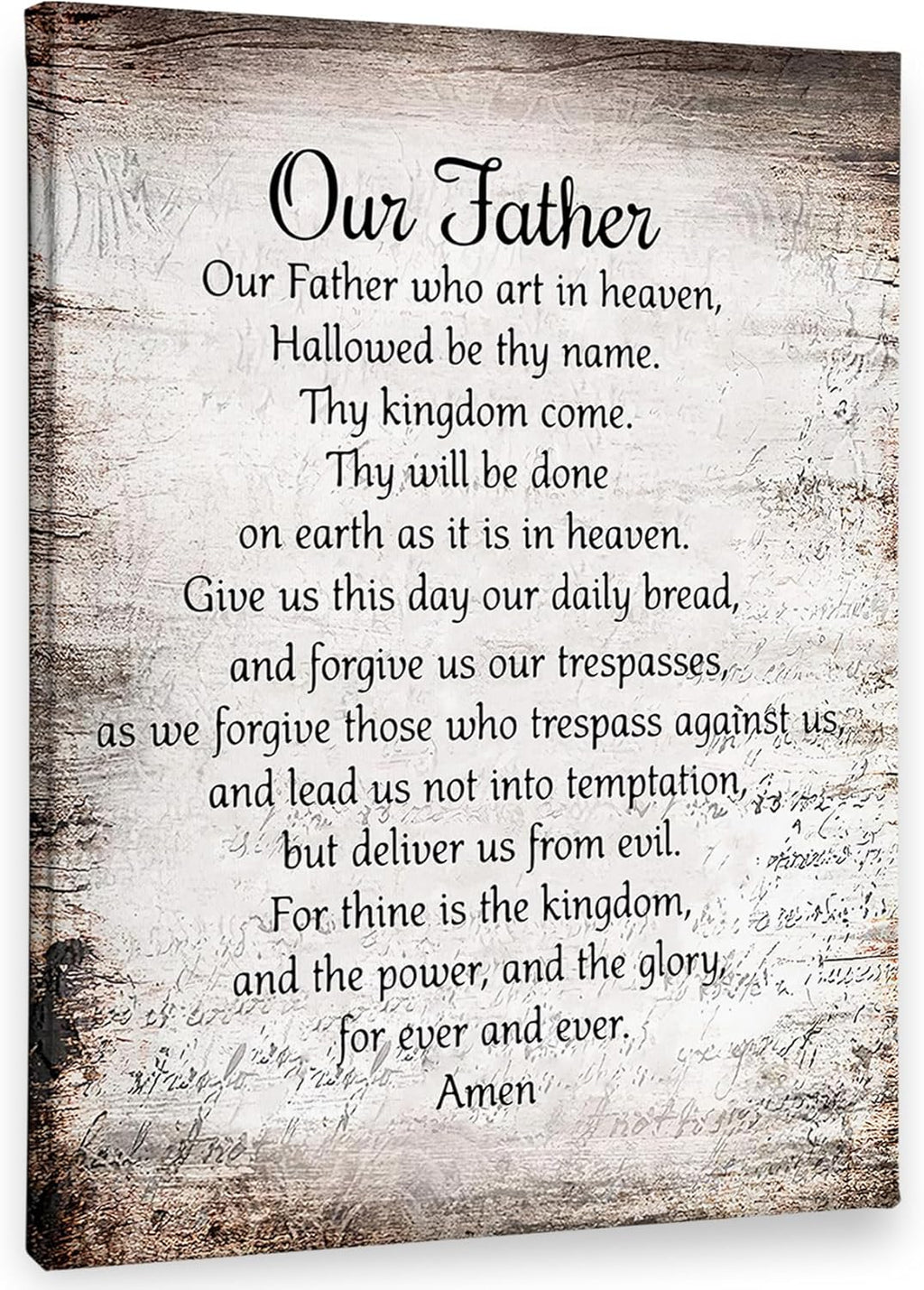 PHAMTE Our Father Prayer Wall Decor - Inspirational Christian Art Print | Framed Canvas (11x14)
