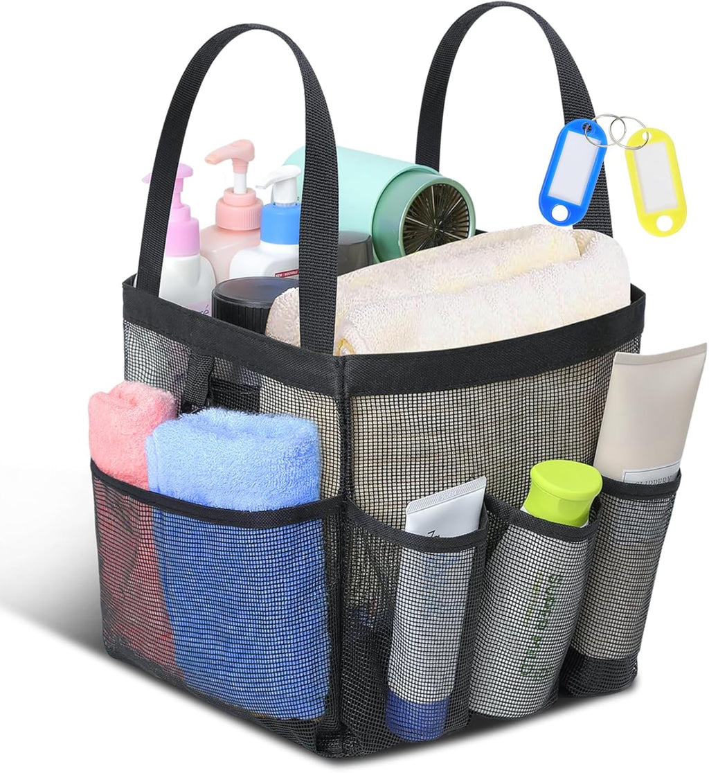 Temede Mesh Shower Caddy Tote - Large Portable Bath Organizer with 8 Storage Pockets | Quick Dry for College, Gym, Travel