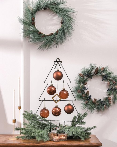 DN DECONATION Brown Glass Christmas Ball Ornaments - Set of 9 Hanging Baubles for Tree Decoration