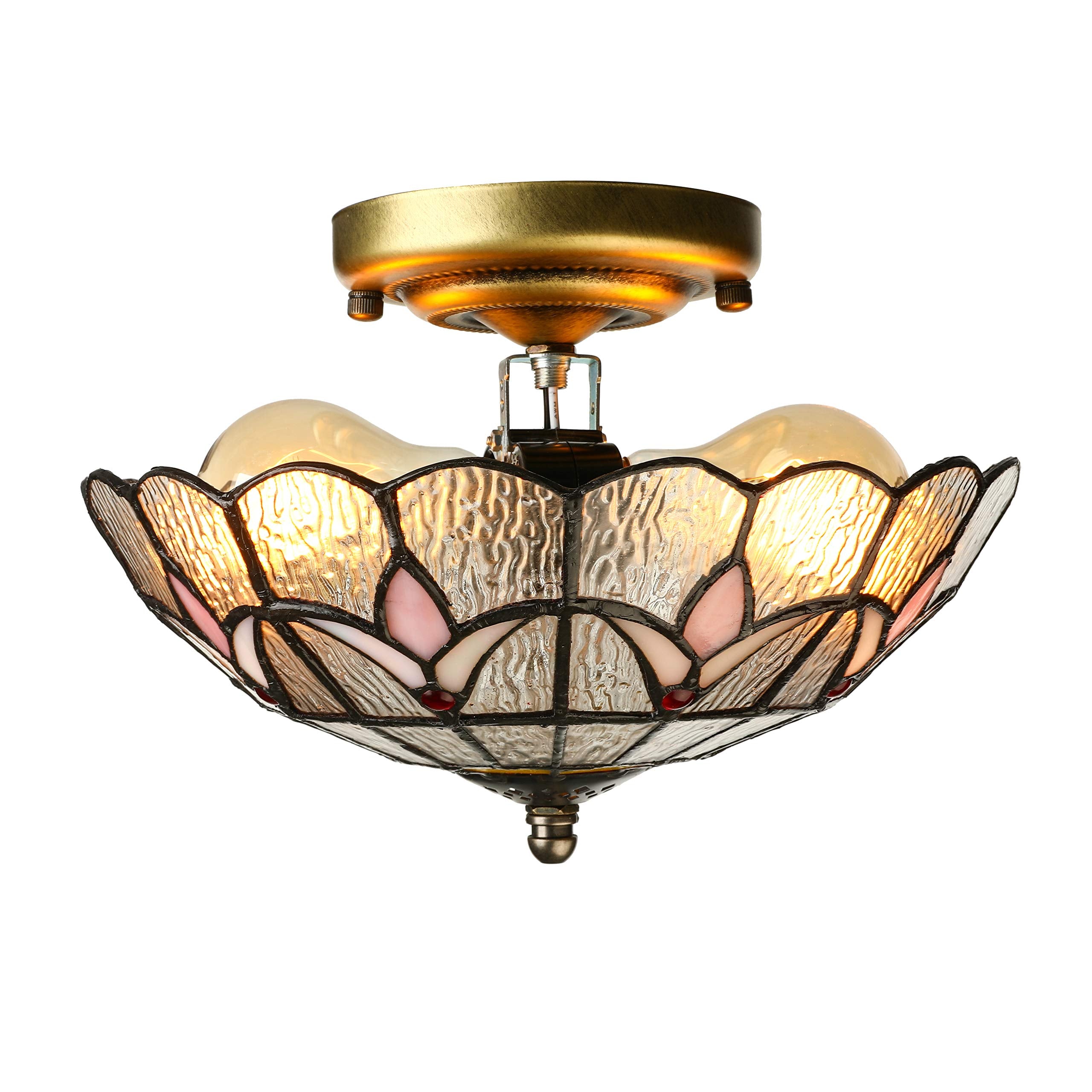 RUNNUP Industrial 12" Wide Flush Mount Ceiling Light Fixture with Glass Tulip Shade Ceiling Lamp in Clear