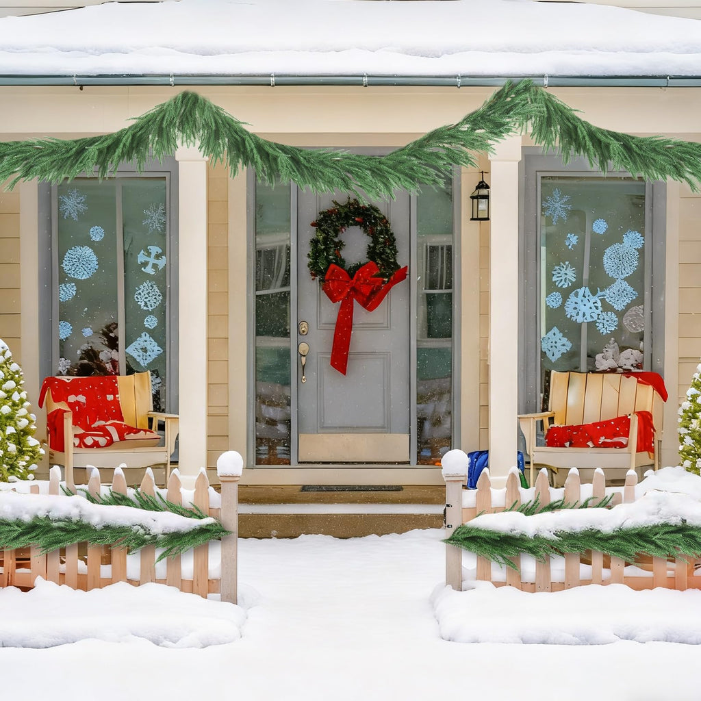 2 Pcs 6FT Norfolk Pine Garland (12FT Total): Real Touch Artificial Christmas Greenery with 120 Branches, Premium Decor for Mantle, Table, Wall, Indoor/Outdoor(Dark Green)
