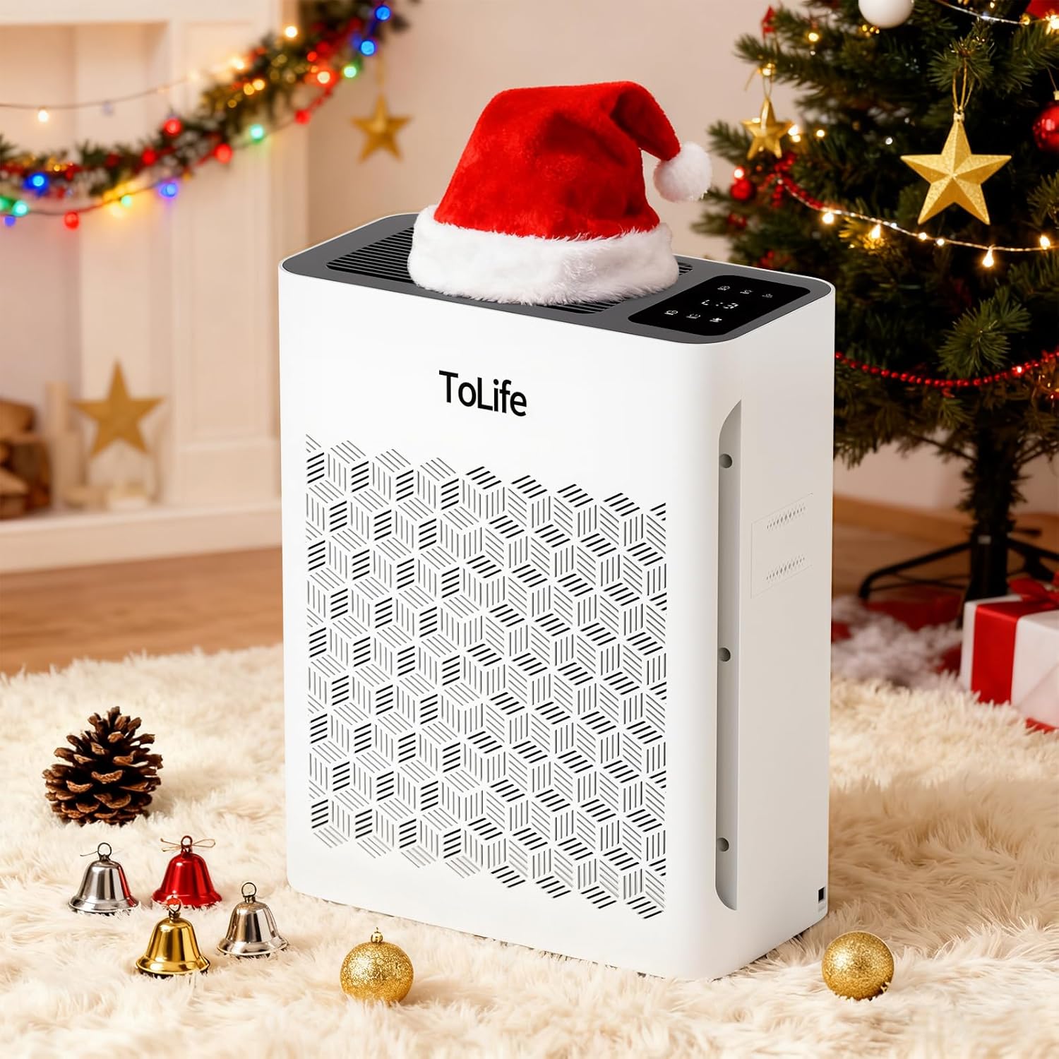 Tolife Air Purifier - Large Room Air Cleaner for Home | Washable Filter, Sleep Mode, Up to 1095 Ft², White