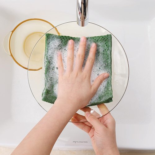 Homaxy 100% Cotton Dish Cloths - Ultra Soft, Absorbent & Quick Drying | 12x12 Inches, 6-Pack, Grass Green