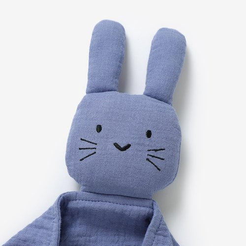 okdiy Organic Cotton Bunny Loveys for Babies,Newborn Baby Lovey Security Blanket,Lovies for Babies New Born Baby Unique Neutral Gifts Boys and Girls (Bunny-Blue)