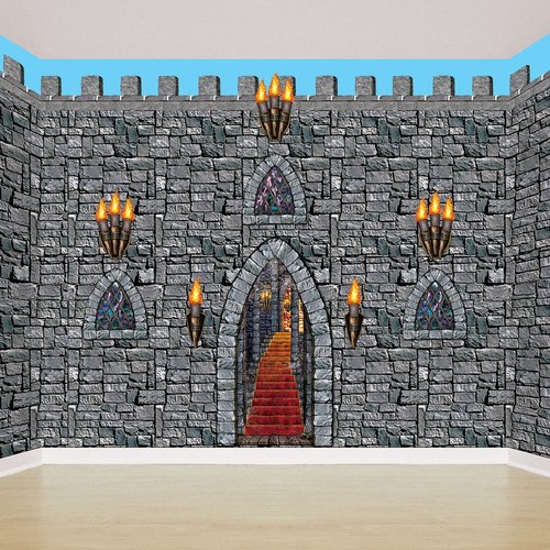 Beistle Medieval Stairway, Window & Torch Props 27 Image Set – Gothic Haunted Castle Plastic Cutouts for Halloween Parties, Dungeon Themes and Spooky Wall Decorations – 18" to 60"