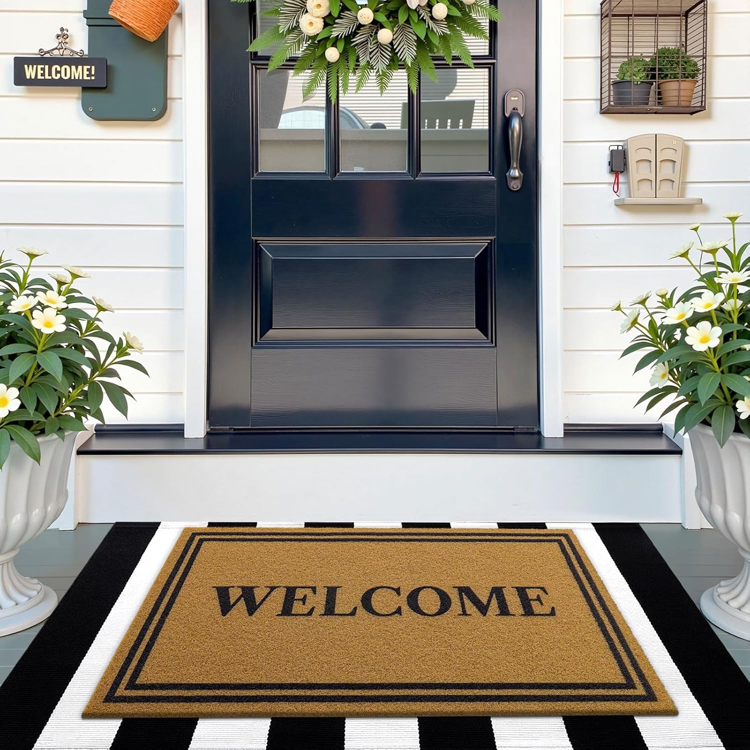 OLANLY Front Door Mat - Low Profile, Stain & Fade Resistant, Easy to Clean | 35x23 Inch, Brown Welcome Mat