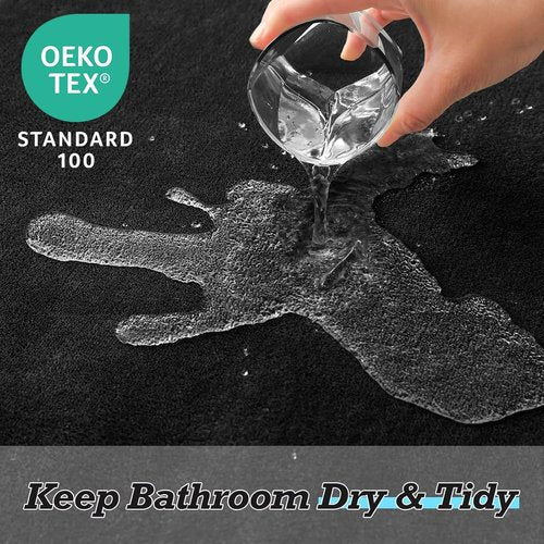 HUXMEYSON Non-Slip Bathroom Rug Set - Ultra Soft Velvet, Quick Dry, 2-Piece in Black